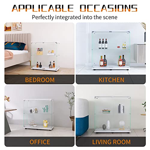 Image of Beauty4U White Glass Display Cabinet, 2-Shelf 2-Door Curio Cabinet