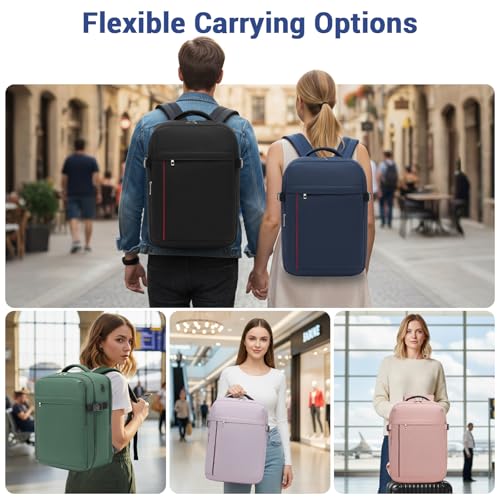 KONO Handgepäck Rucksack 40x20x25 & 40x30x20 Ryanair-konform, 20L & 24L Leichter Reiserucksack mit 15.6 Zoll Laptopfach, Flugzeugtaugliches Kabinengepäck für Herren & Damen (Schwarz, 40x30x20cm)