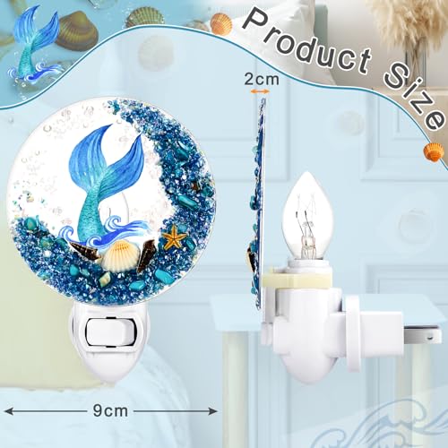 Image of Hortsun Plug in Seashell Night Light Ocean Sea Animal Decorative Night Light Plug in Beach Lamps Vintage Ocean Lamps for Adult for Home Bedroom Living Room Bathroom Wall(Mermaid)