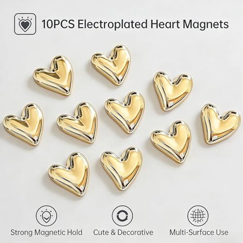10 imanes decorativos de corazón dorado miniatura 7
