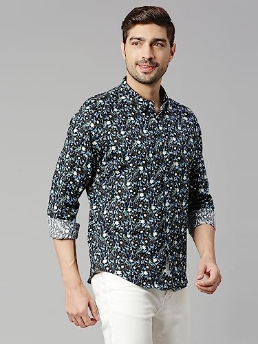 Image of Thomas Scott Men's | Printed | Full Sleeve | Slim Fit | 100% Cotton | Spread Collar | Casual Shirt