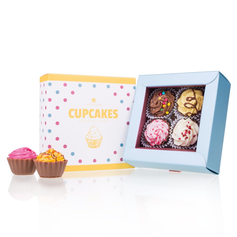 CHOCOLISSIMO4 chocolate CupCakes – Pralines in CupCake shape | Giftidea | Present | Chocolate | Praline | Birthday | Woman | Man | Adult | Christmas | Valentine’s | Easter | Mother’s Day