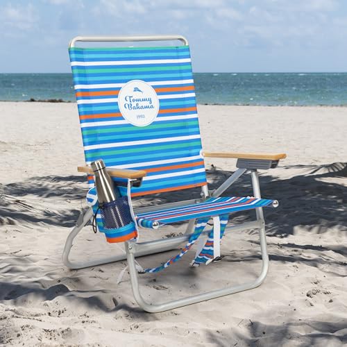 Image of Tommy Bahama 4-Position Extended seat Height Easy in-Easy Out Folding Backpack Beach Chair