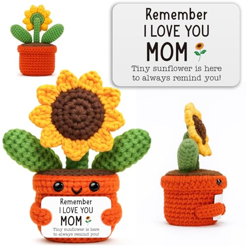 Tournesol en crochet cadeau anniversaire belle-mère et maman de la part de ses enfants
