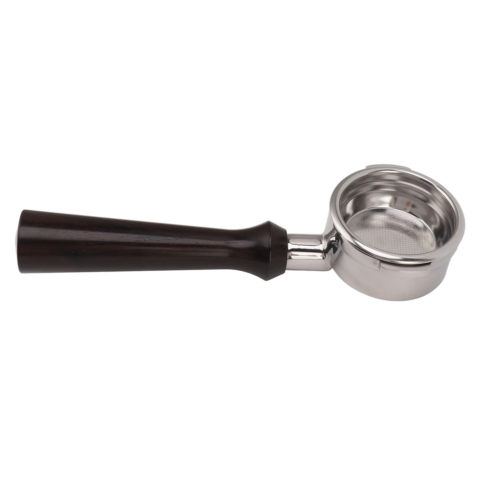 Portafiltro sin fondo de 58 mm Accesorio para máquina de café de acero inoxidable con mango de madera Herramienta de espresso profesional para cafeteras espresso comerciale (F sándalo)