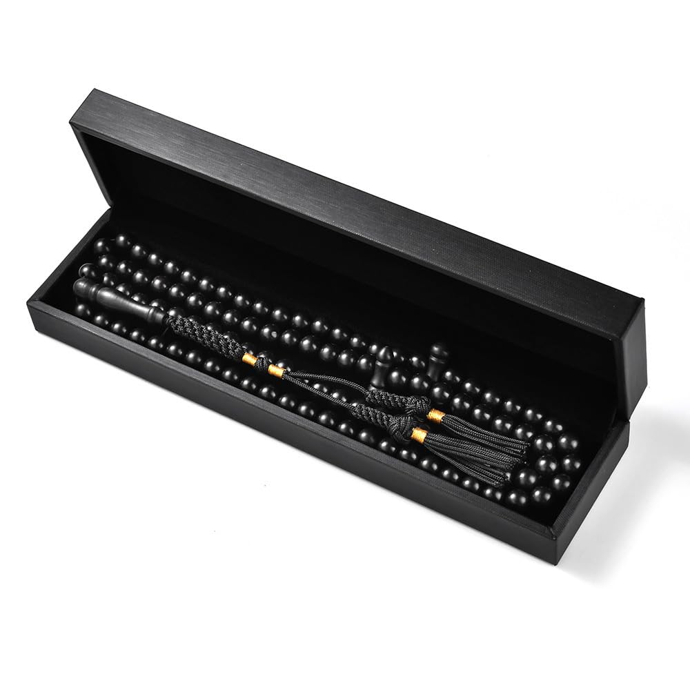 Tas B Tasbih Prayer Beads 99 Premium Ebony Blackwood (99 Beads - 08 mm) - Muslim Rosary - Masbaha - Tesbih - Zikr, Dhikr Subha - Chapelet - Tasbeeh - Islamic Gifts - Handmade Sibha - Eid Gifts, TBW08