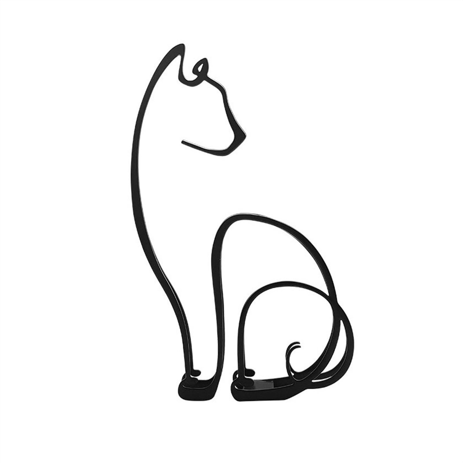 ZENY896V Sculptures Cartoon Desktop Ornaments Lines Iron Cat Crafts Study Desk Decorations Decor(A)