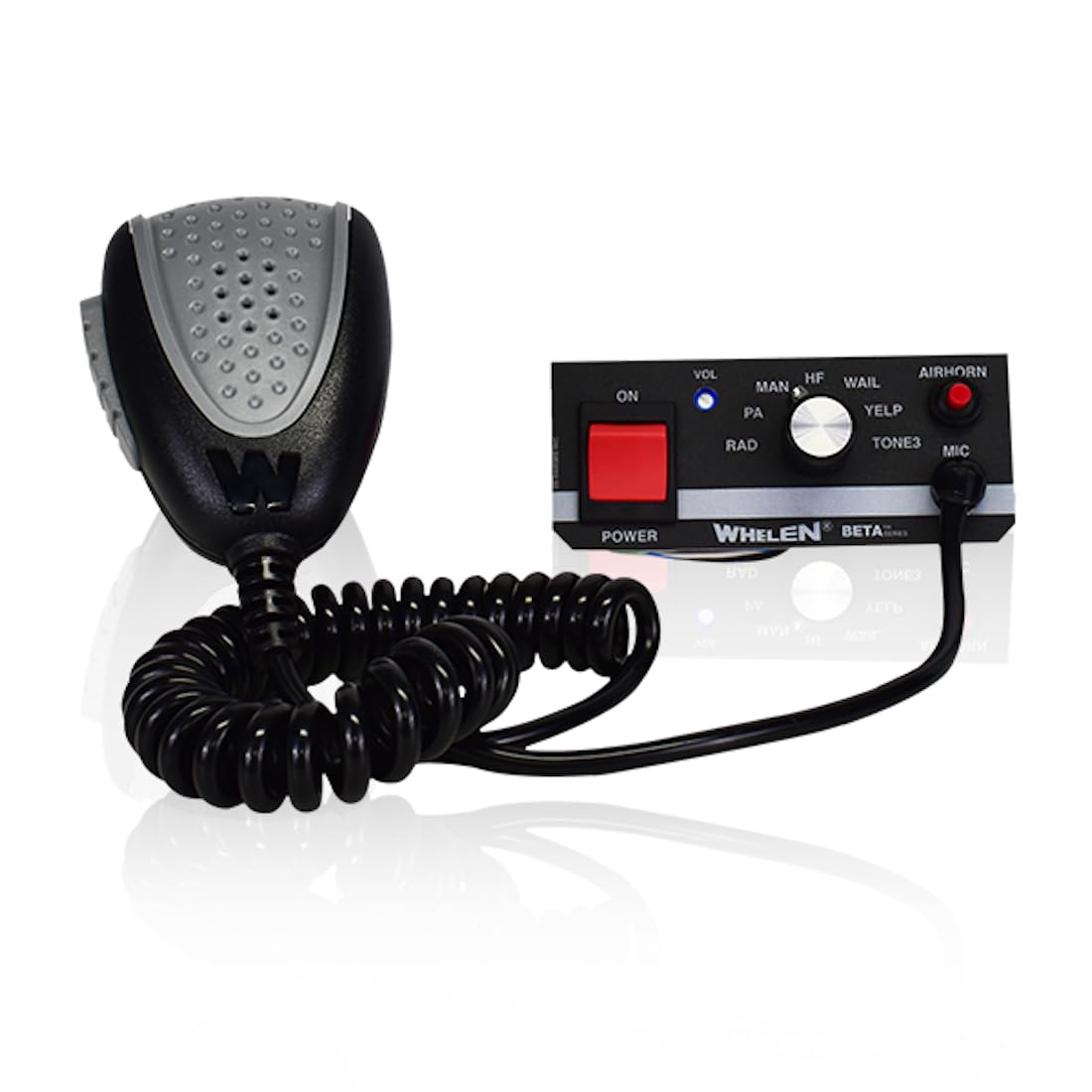 Whelen Beta Full Function Controller BETA1 - 200-Watt Siren Controller - 16 Tones, Hands-Free Operation, Noise-Canceling Microphone - Compact Design for Emergency Vehicles