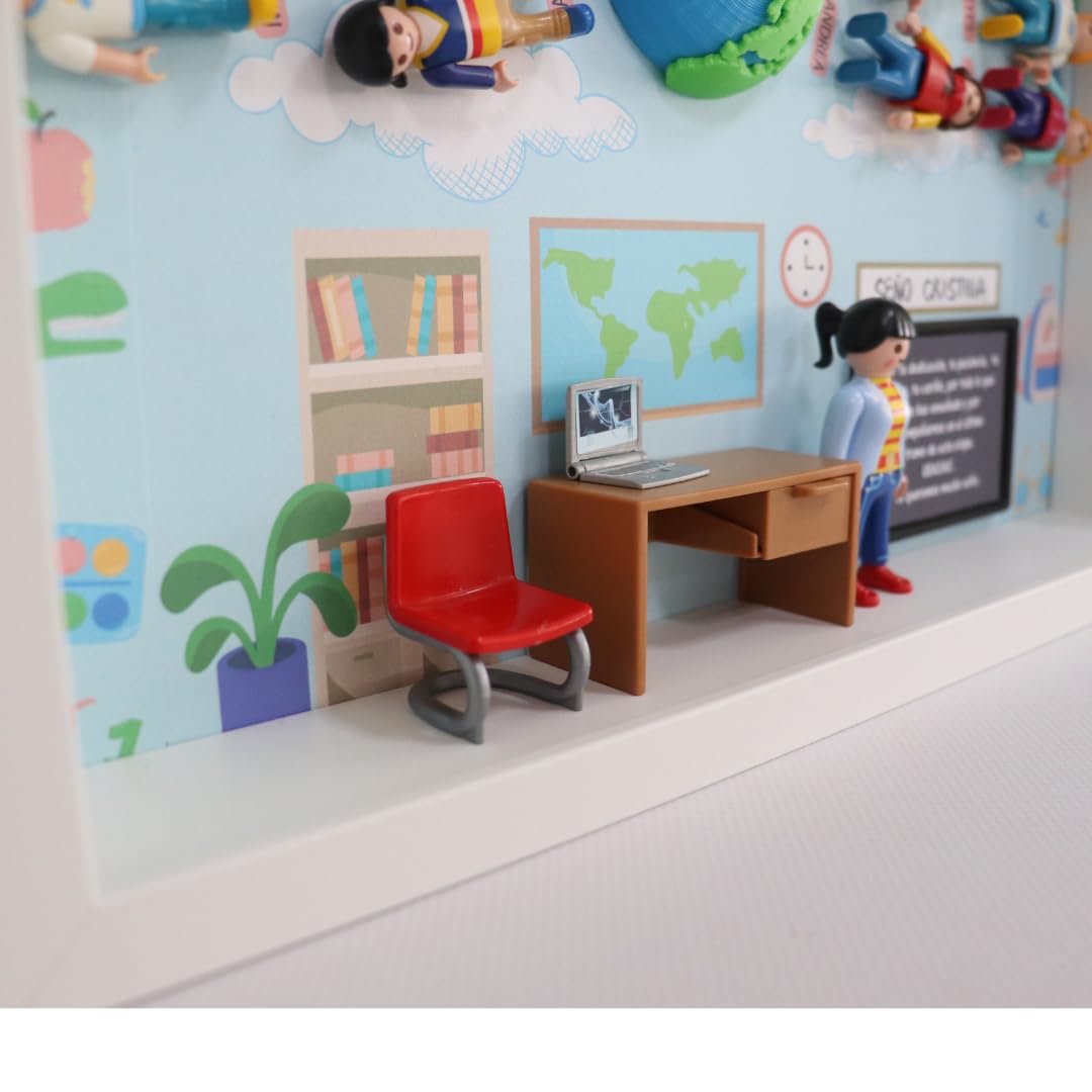 CUADRO PLAYMOBIL Modelo MEJOR PROFE DEL MUNDO. Regalos para PROFESORES. Ideal para regalar en FIN DE CURSO. Regalos personalizados y originales para profes. Regalos TPMAS.