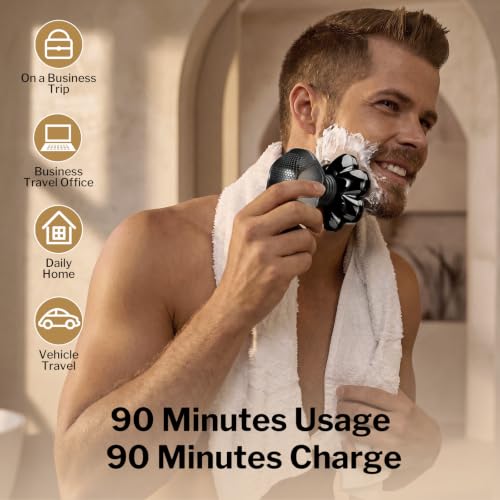 Image of Head Shavers for Bald Men: 5-in-1 Electric Razor with 7D Floating Blades - IPX7 Waterproof Grooming Kit, Detachable Magnetic Head, 90-Min Wet Dry