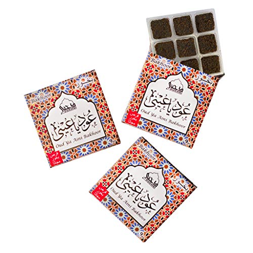 Dukhni Oud Ya Aini Bakhoor Ø¹ÙˆØ¯ ÙŠØ§ Ø¹ÙŠÙ†ÙŠ Ø¨Ø®ÙˆØ± (3 Box x 9 Pieces of Bakhoor Each). Authentic Arabic Oud Bakhoor. Perfect for Prayer, Meditation, Relaxation & Chanting