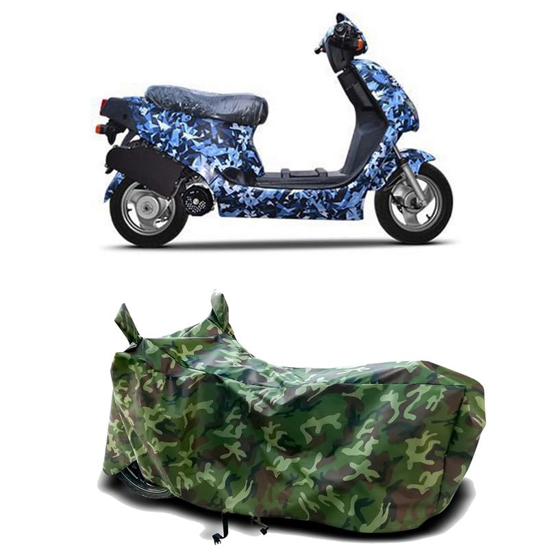 Image of DUFFEL-100% Heat Protection Two Wheeler Bike /Scooty Body Cover for Hero Electric AXLHE-20 Water Resistance /UV-Rays /Birds Dropping /Scratchproof /Dust Proof /Waterproof[Green Jungle Print]
