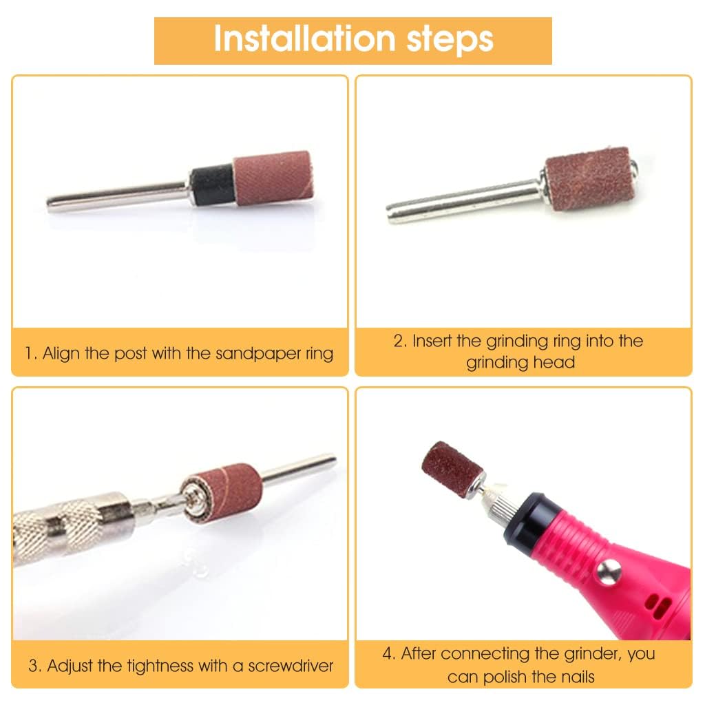 Kreni 100pcs Sanding Bands For Nail Drill Grinding Sand For Electric Nail Art Manicure Grit File Sand Piece Set Nail File Gel Polish Remover Manicure Pedicure 2