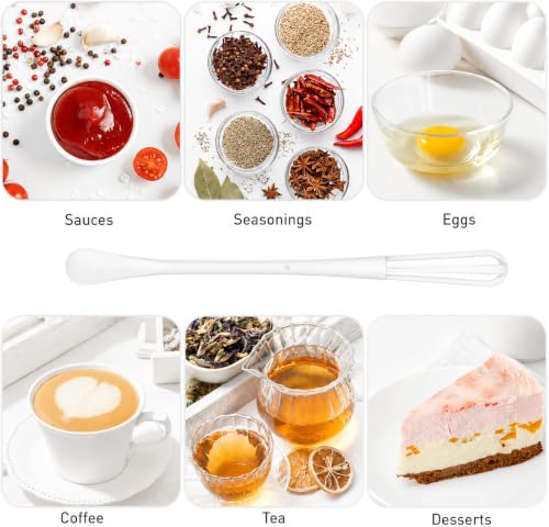 Image of Multifunctional mini Whisk,mini Spoon,Small whisks for Cooking,Tiny Whisk 8 Pieces,mini Small wisk,for Blending,Whisking,Beating Ingredients, Mixing Sauces (8, White)