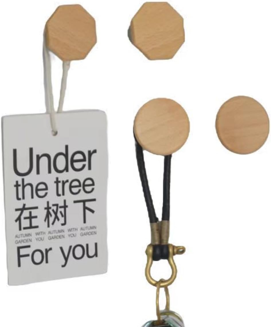 4Pcs Heavy Duty Organization Magnetic Coat Hooks, Versatile Elegant Wooden Hooks to Hang Tools, Backpack, Umbrella, Garden Hoses Ropes, Kitchenware in Warehouses, Cruise (Beech)