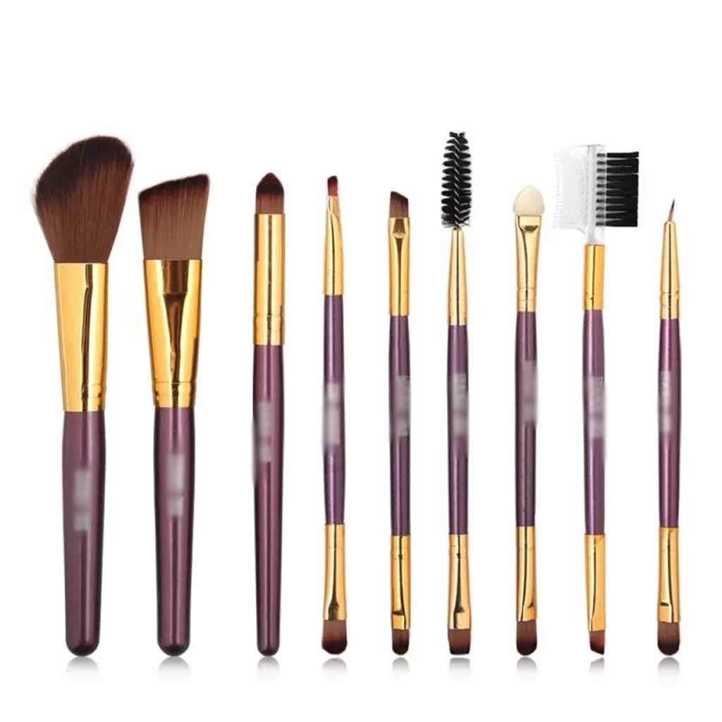9 sztuk/zestaw Zestaw pędzli do makijażu Narzędzia kosmetyczne Naturalny podkład do cieni do powiek Eyeliner Rzęsy Pędzel do makijażu ust (Kolor: 03) (1)