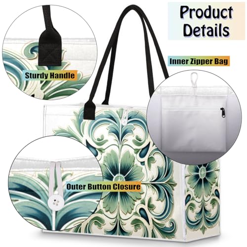 Abstract Botanical Art Tote Bag for Women Large Beach Bag Reusable Tote Bags for Work Travel Beach Shopping4