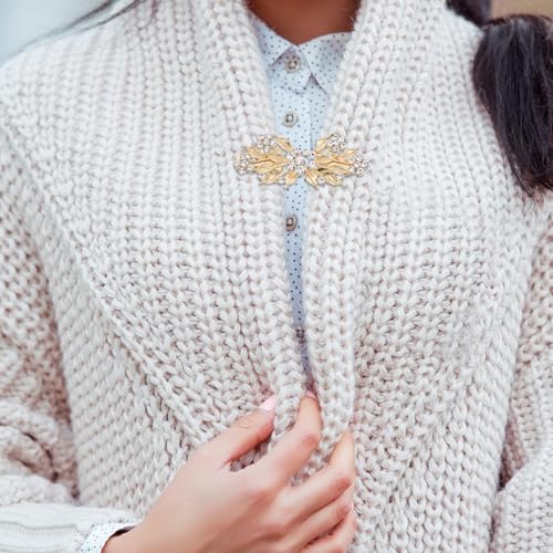 Image of uxcell Vintage Sweater Clips, Cape Cloak Clasp Retro Cardigan Clips Shawl Collar Clasp Dress Shirt Brooch Clip for Women