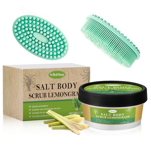 Exfoliante Corporal, Lemongrass Body Scrub, Exfoliante Corporal Vainilla, con Cepillo Corporal de Silicona, Elimina las Células Cutáneas Muertas, Exfoliante Vainilla, para Todo Tipo de Piel
