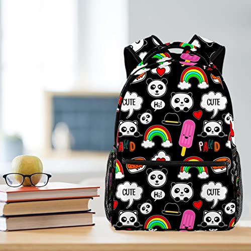 Bolsos de hombro compactos con diseño de arcoíris y pandas para acampar 6