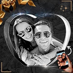 CAPTUR3D 3D Crystal Photo Heart, with custom engraved image and personalized message – Customized Gift (Mother’s Day…