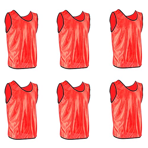 DALLX Sports Scrimmage Nylon Mesh Team Practice Vests Pinnies Jerseys Bibs for Children Adult Youth Soccer Volleyball Red