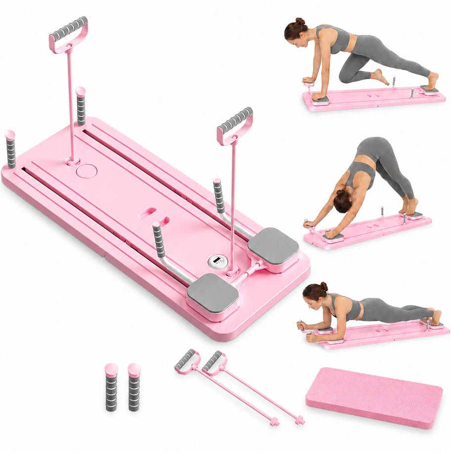 Kit Pilates Reformer Multifonction Pliable – 5-en-1 Avec Compteur LED, Bandes De Résistance, Pour Gymnastique à Domicile