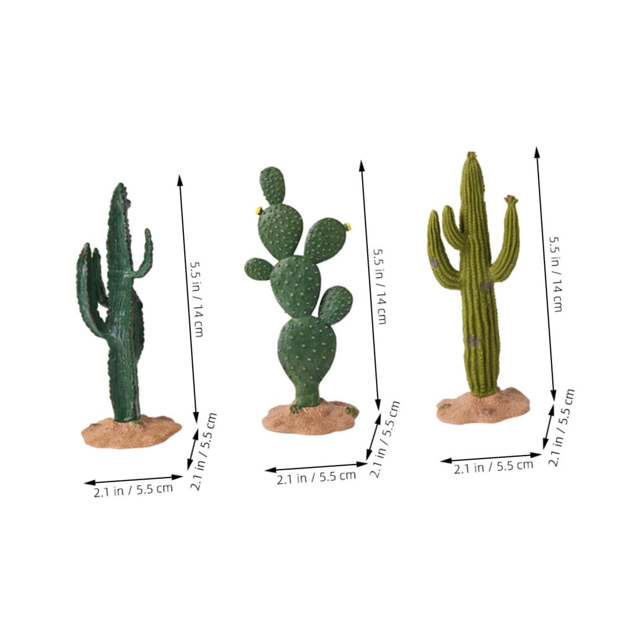 ABOOFAN 5 Juegos De Estatuas De Cactus para Jardín Adornos Simulados Figuras De Cactus Ligeras Y Portátiles 3 Piezas X 5