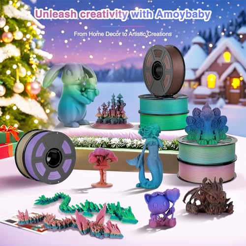 Image of Matte Rainbow PLA Filament 1.75mm, Amoybaby Gradient Rapid PLA Filament 1KG(2.2lbs) Multi-Color Changing 3D Printer Filament for FDM 3D Printers & 3D Pens