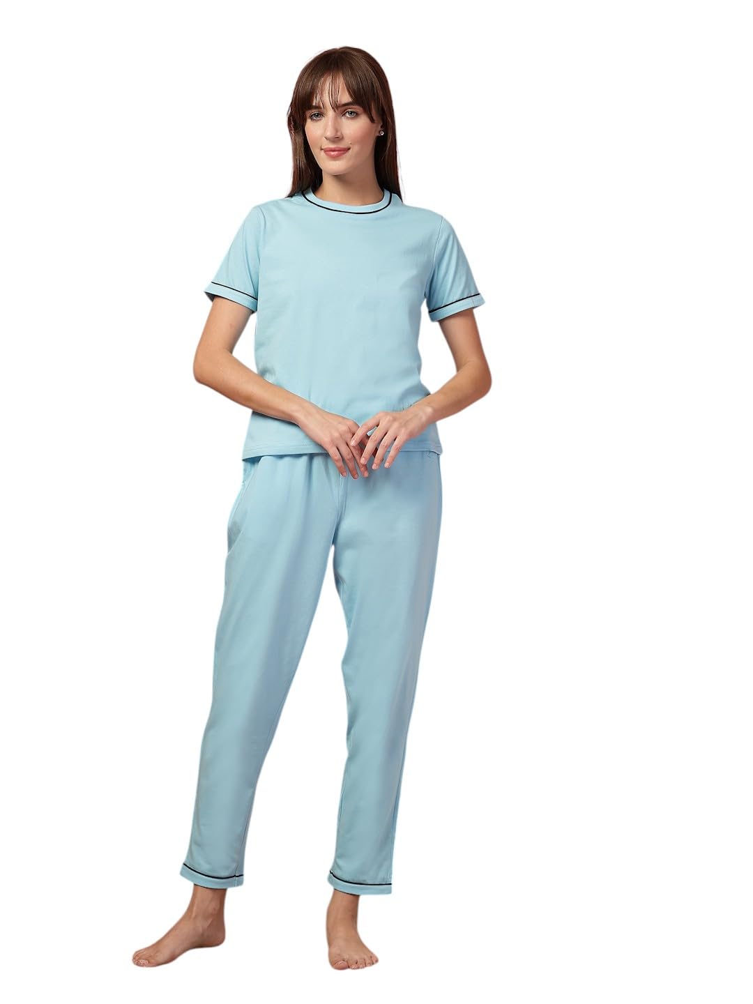 OOMPH! Women Korean Style Night Suit | Round Neck Short Sleeve Cute Printed Cotton Pajama Set for Girls & Ladies | T-Shirt... - Review, Price and Buying Guide