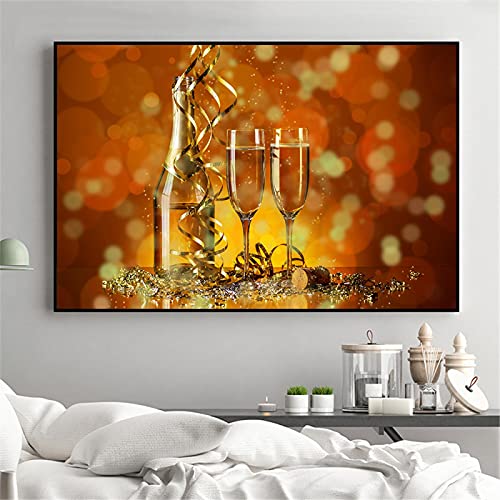 Affiche de Cuisine Vin et Champagne | Toile Murale Décorative de Bar 60x80 cm