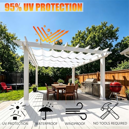Voile d'ombrage rétractable anti-UV en vague pour le jardin - 3