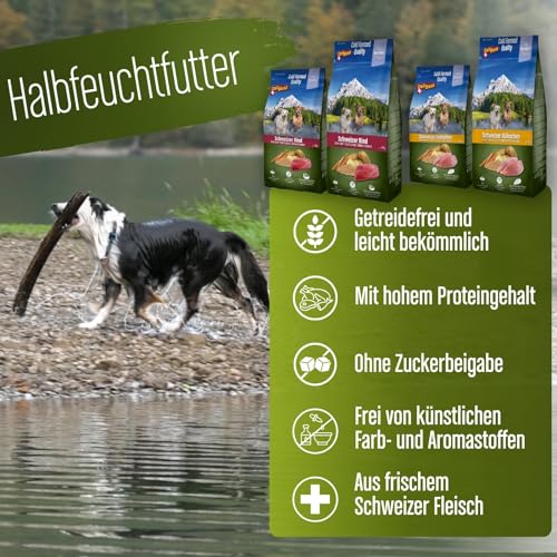 DeliBest Adult Sensitive Complete Dog Rind I Halbfeuchtes Futter für Hunde Adult I aus 100% Schweizer Rindfleisch I getreidefrei & ohne andere Zusätze I Hundefutter kaltgepresst I 4 kg