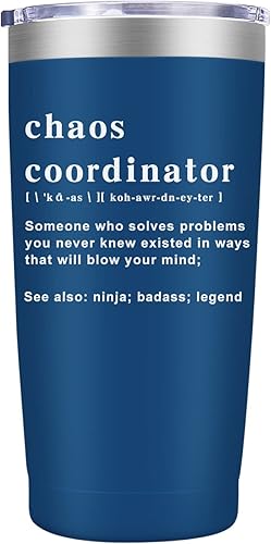 Vaso Tumbler Chaos Coordinator, Regalos de Navidad para Mujeres, Idea de Regalo Única para Jefa, Maestra, Oficina, Mamá, Compañera de Trabajo,