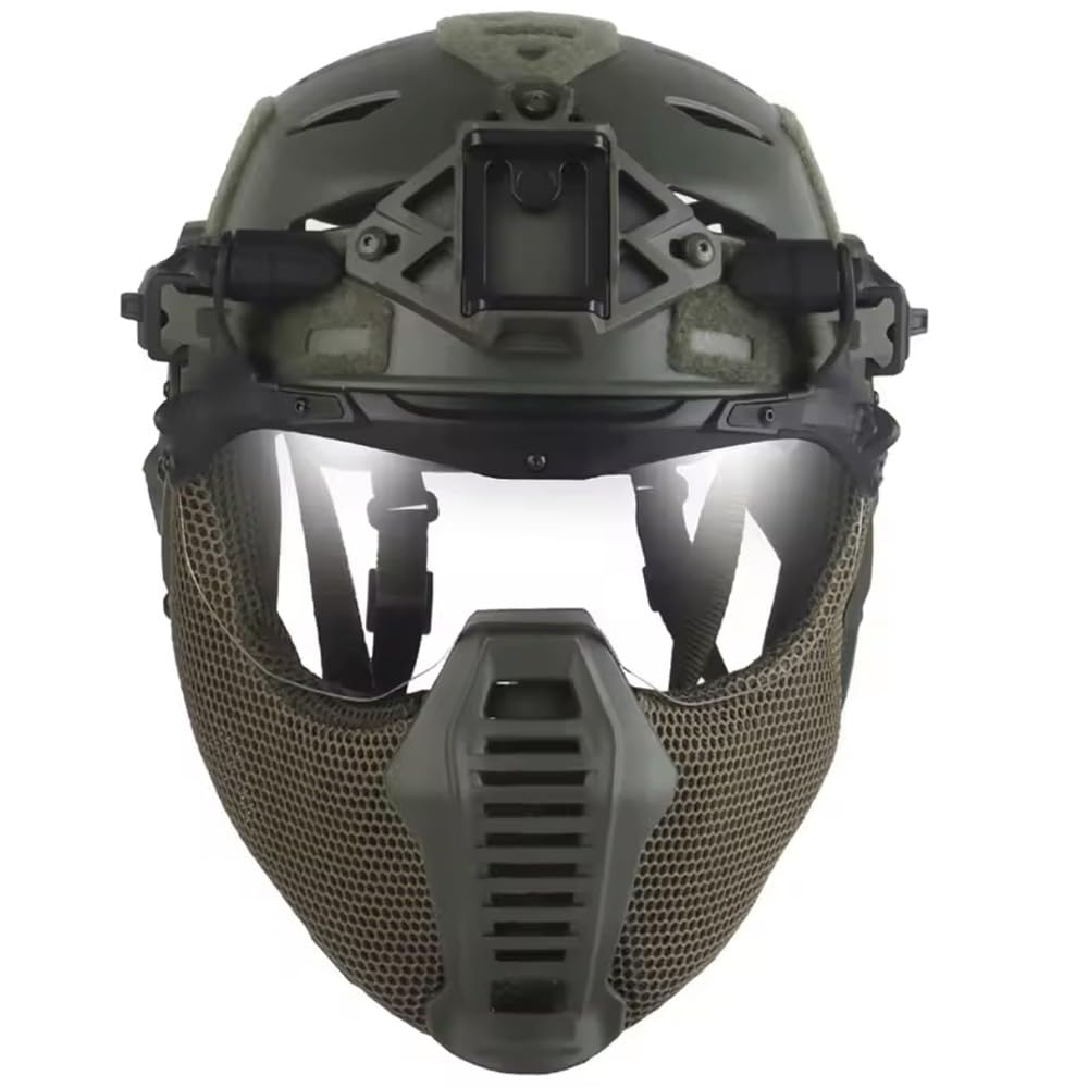 Fotrsta C Airsoft Pj Fast Helmet With Detachable Mesh Mask And Anti-Fog Visor, Full Overage Tactical Helmet For Paintball Wargame Hunting Shooting Outdoor Training