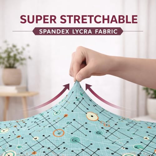 Image of STITCHNEST 'Contour Fit Series' Stretchable Printed Wooden Sofa Cover (Pack of 6) - Elastic Wooden Chair Cover | Wooden Sofa Seat Cover | Size - 20-21 x 20-21 x 3-5 in