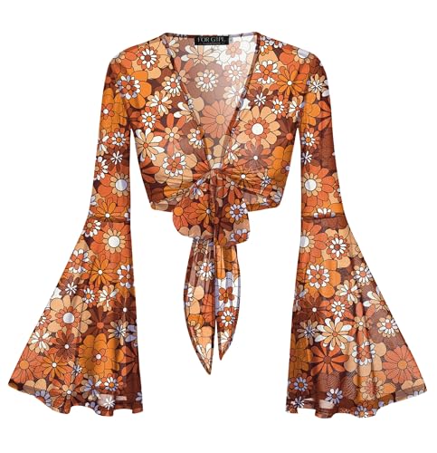 Haut court à manches cloches fluide et transparent à nouer pour look boho chic