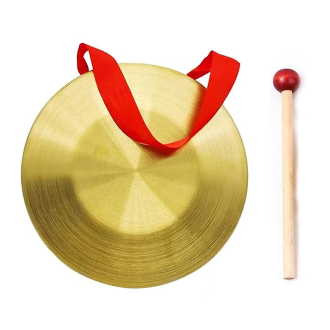 1 Pcs Platillo de Mano de latón de 12cm, Instrumento de latón de Gong portátil con Martillo Redondo de 15cm para percusión, Orquesta de ópera de Iglesia