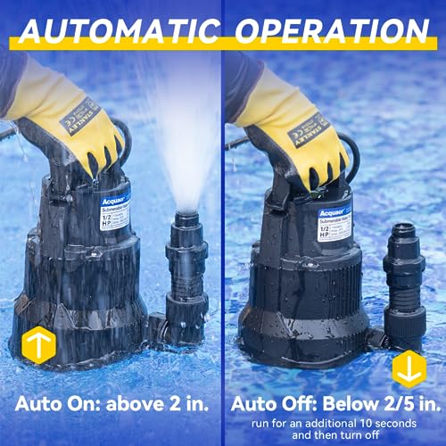 Image of Acquaer 1 /2 HP Automatic Sump Pump, 2450 GPH Submersible Water Pump