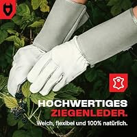 NoCry Leder Gartenhandschuhe für Damen und Herren - Dornenfeste Handschuhe mit extra langer Stulpe und verstärkten Handflächen und Fingerspitzen, Grau, Größe S – Ansicht 3