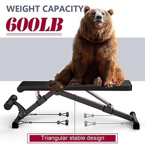 MANERSON Adjustable Weight Bench Full Body Workout Foldable Incline Decline Exercise Bench for Home Gym Weightlifting and Strength Training