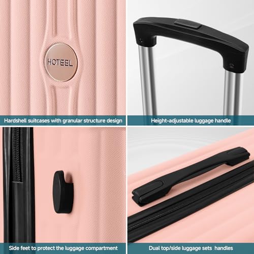 Image of Hoteel 20Inch Luggage 3-piece Set, 360 Universal Suitcases with Wheels Hard Shell Suitcase with TSA Lock, Including Waterproof Luggage Bag, Travel Maletas for Men and Women,Pink