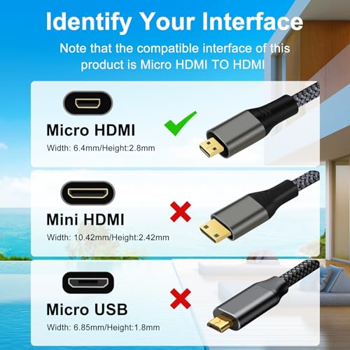 Cable Micro HDMI a HDMI 3M SOEYBAE con soporte 4K 60hz para conectar tableta a TV 3