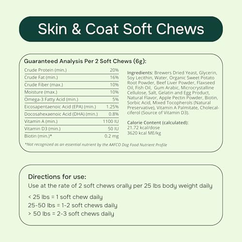 Image of PetMeds Skin & Coat Supplement for Dogs - Fish Oil, Omega 3, Vitamin E, & Biotin for Dry, Itchy Skin & Shedding Relief - Healthy Skin & Shiny Coat - Beef & Sweet Potato Flavor - 60 Soft Chews
