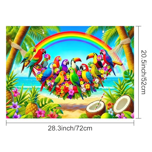Image of HOMETITUTE Summer Stove Top Cover 28x20 Rainbow Parrot Beach Heat Resistant