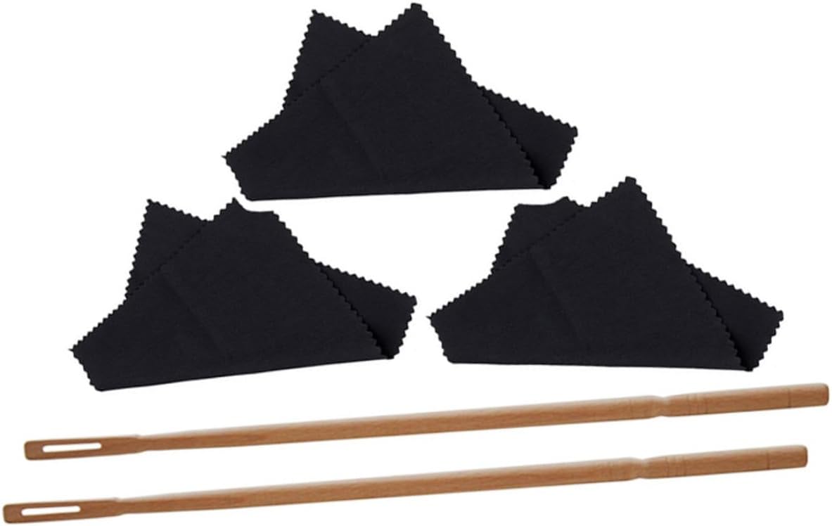 Toyvian 4sets Flute Cleaning Rod Tube Cleaning Cloth Kit Clarinet Tools for Beginners Professionals