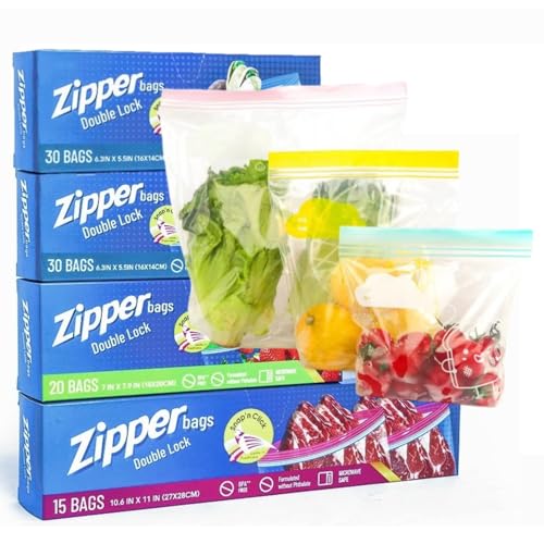 KAHEIGN 80Pcs Sandwichbeutel Premium-Gefrierbeutel Lebensmittelbeutel, 3 Größen BPA-frei wiederverwendbare Druckverschlussbeutel zur Aufbewahrung von Sandwiches, Lebensmitteln Gemüse Fleisch
