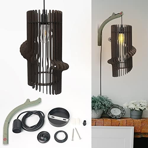 M93DVN Wooden Light Boho Decor Shape - Handmade, Wooden Pendant Light, Wooden Wall Lamp Sconces, Wooden Light Fixtures Ceiling Hanging for Living Room Bedroom Hallway Kitchen Dining Room Restaurant