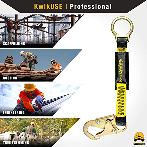 Image of KwikSafety - Charlotte, NC - Dolphin Dorsal [1 Pack] 18 inch D-Ring Extender [Easy Hookup] ANSI Tested OSHA Compliant Harness Extension Lanyard Safety D Ring PPE Construction Roofing Fall Arrest Gear