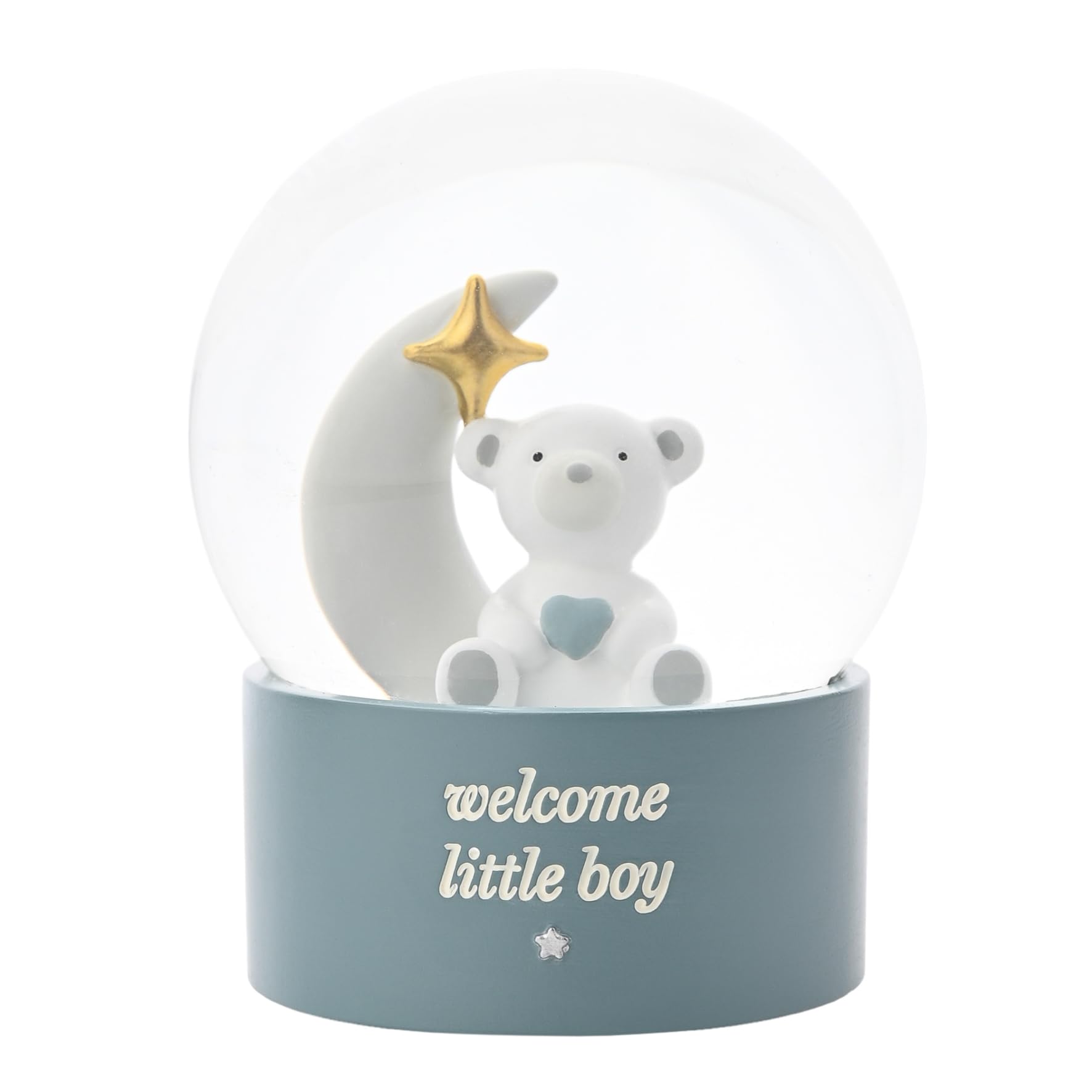 Bambino By Juliana 'Welcome Little Boy' Teddy & Moon Water Globe, Blue. Gifting to Celebrate Newborn Children, Family & Love - Image 2